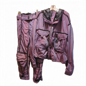 VINTAGE Air Chute Snowsuit 2 piece Ski Suit hooded jacket with lots of pockets